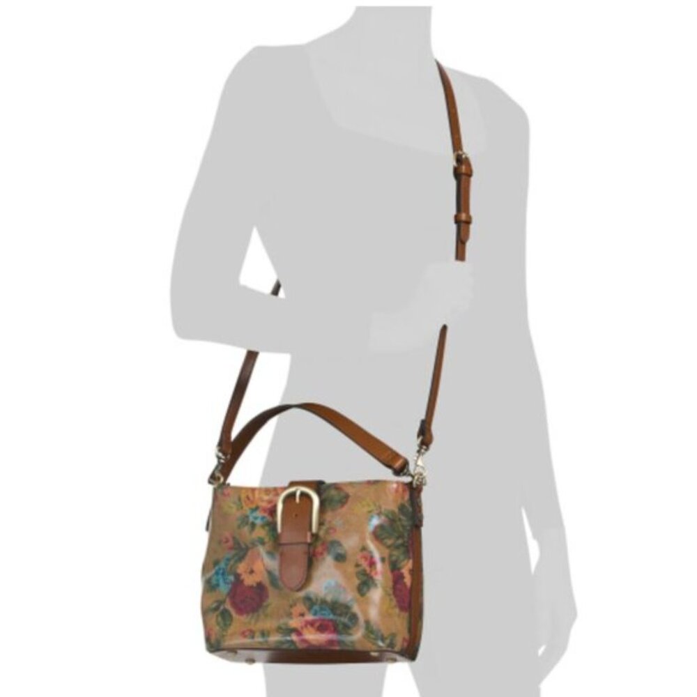 Patricia Nash Irving Bucket Handbag Leath Distressed Vintage Victorian Garden